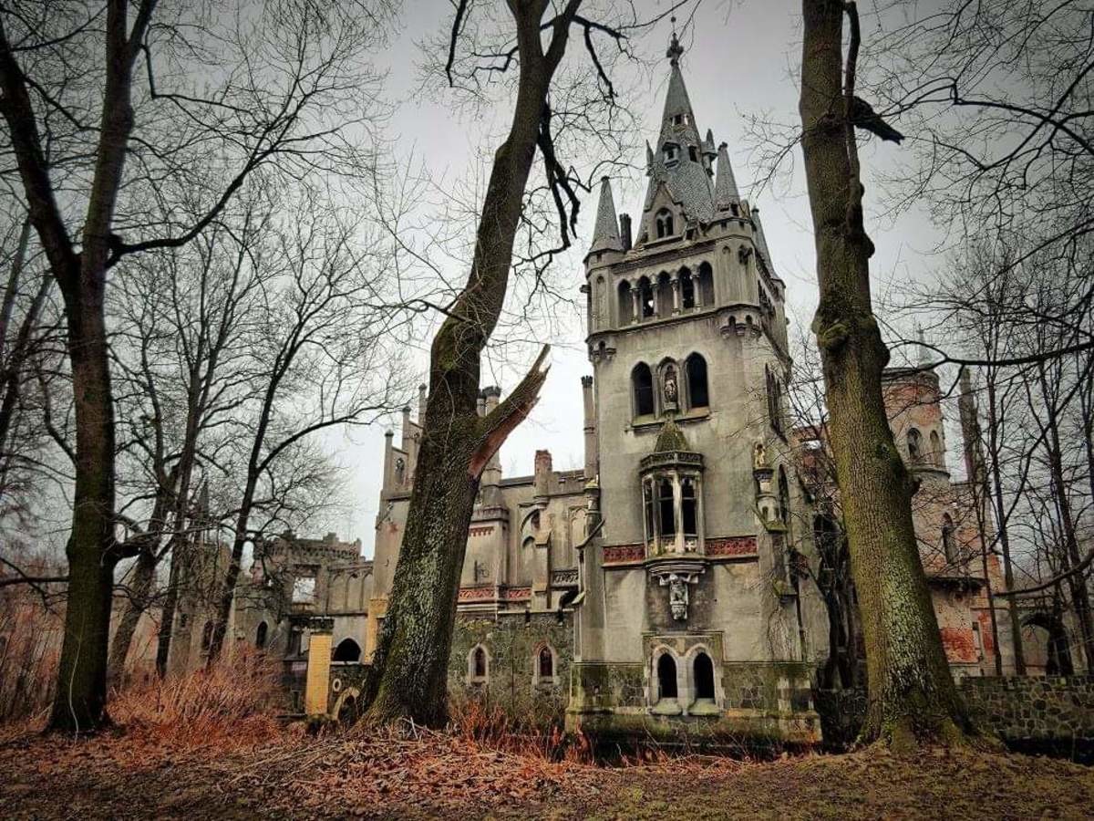 Заброшенный замок в Kopicach, Польша